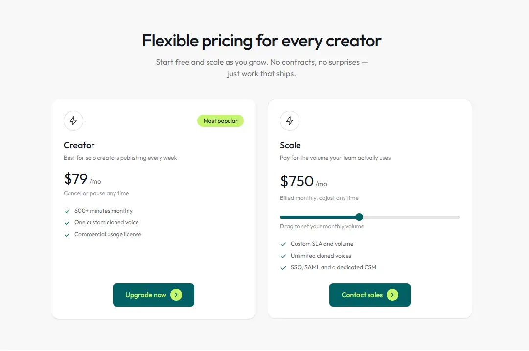 Pricing Usage Slider preview