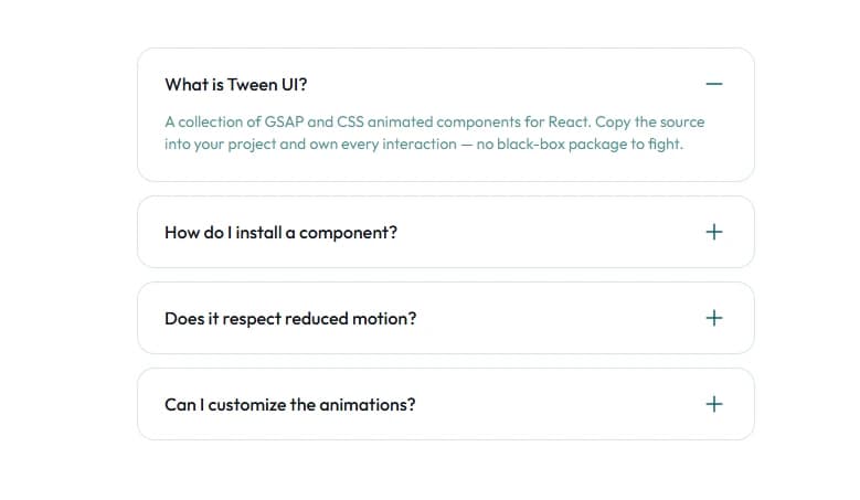 FAQ Accordion preview